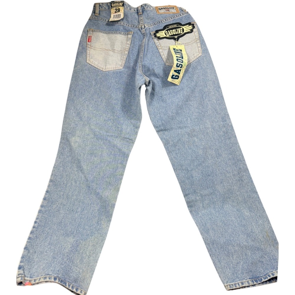 Gasoline Jeans Mens 28‎ Light Wash Blue Denim Straight Leg Two Tone Vintage Y2K